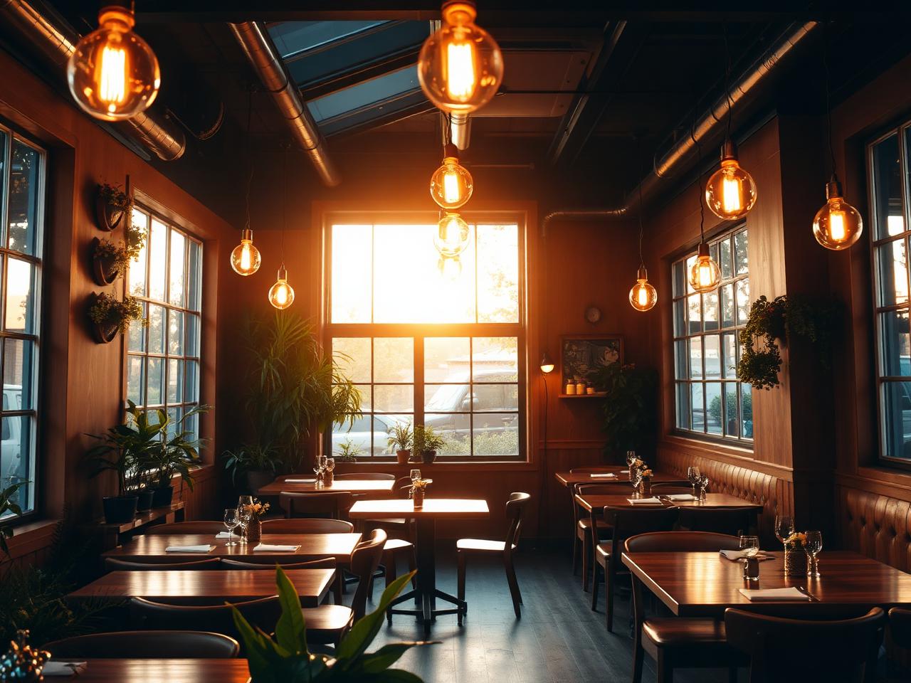 Warm restaurant interior